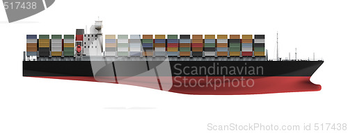 Image of Container ship isolated front view