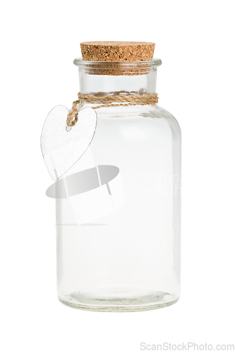 Image of Empty vintage bottle with heart shaped label