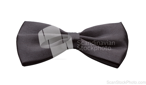 Image of Black satin bow tie, formal dress code necktie accessory