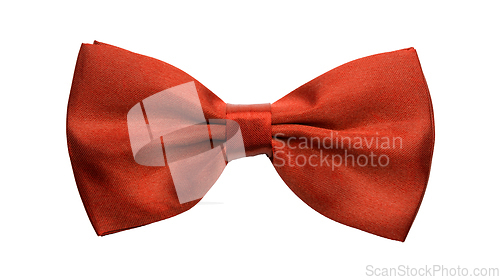 Image of Red satin bow tie, formal dress code necktie accessory