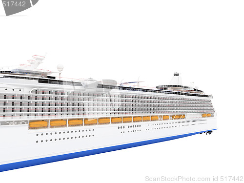 Image of Cruise ship isolated back view