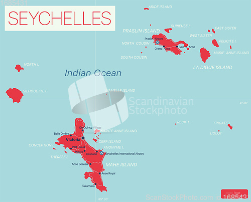 Image of Seychelles islands detailed editable map