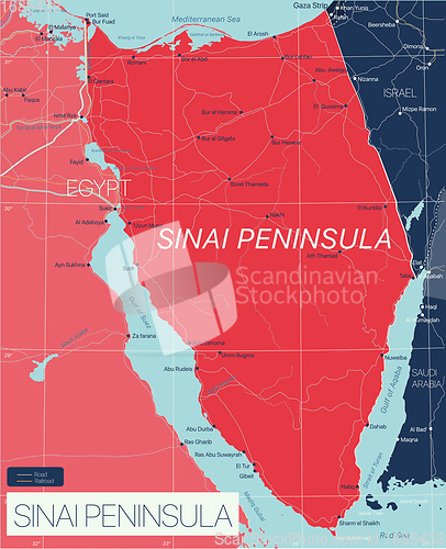 Image of Sinai Peninsula country detailed editable map