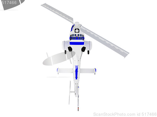 Image of helicopter over white