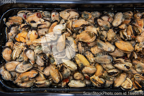 Image of Mussels shrimp in plastic container