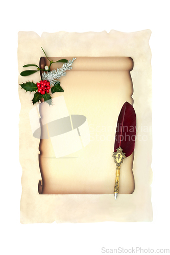 Image of Retro Christmas Parchment Paper Scroll for Santa Letter