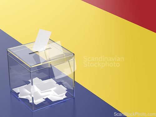 Image of Ballot box with the flag of Romania