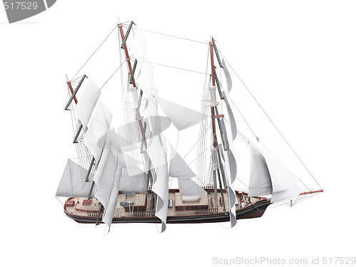 Image of Sailing ship isolated over white