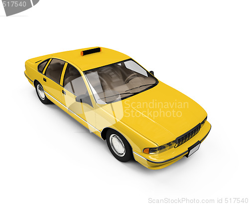 Image of Yellow taxi isolated over whie