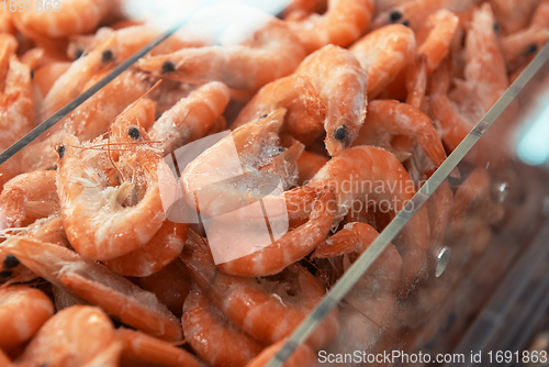Image of Frozen Shrimps in a supermarket.