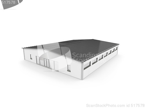 Image of big hangar over white