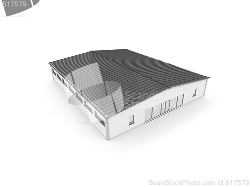 Image of big hangar over white