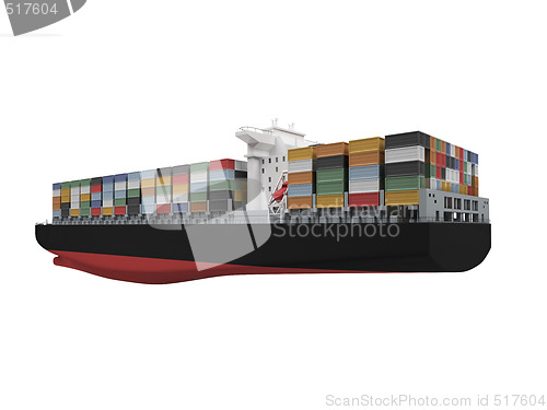 Image of Container ship isolated back view