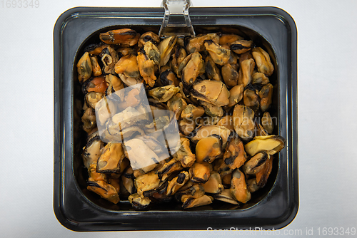 Image of Mussels shrimp in plastic container