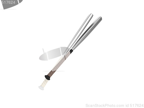 Image of metallic baseball bat over white