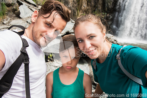 Image of Selfie of family in mountain