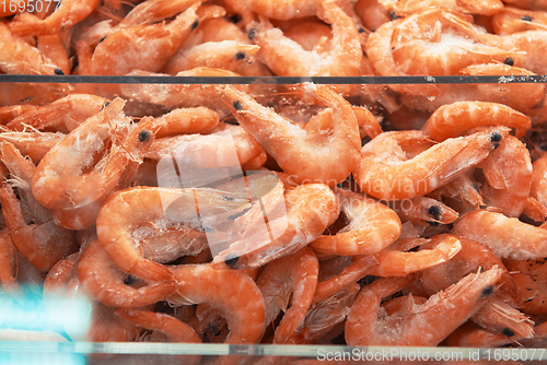 Image of Frozen Shrimps in a supermarket.