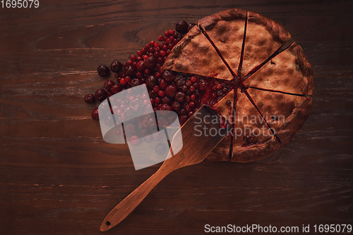 Image of Berries pie with fresh berries and jam