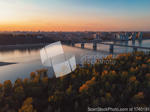 Image of Aerial shot of view to Barnaul city.