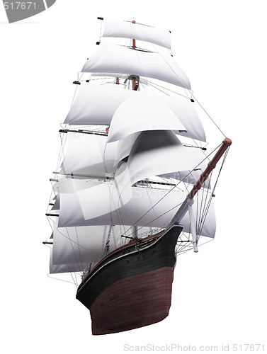 Image of Sailing ship isolated over white