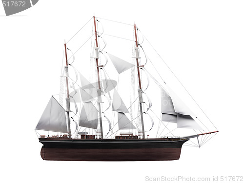 Image of Sailing ship isolated over white