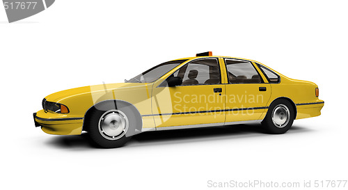 Image of Yellow taxi isolated over whie