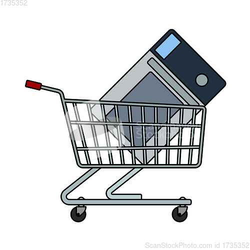 Image of Shopping Cart With Microwave Oven Icon