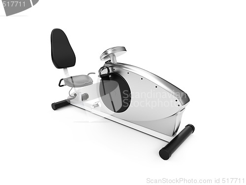 Image of horizontal exercise bicycle over white