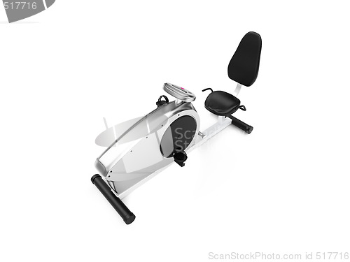 Image of horizontal exercise bicycle over white