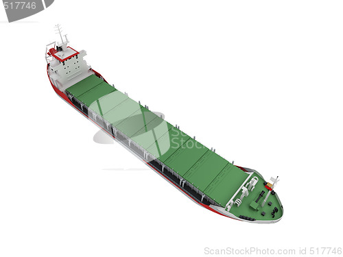 Image of Big cargo ship isolated front view