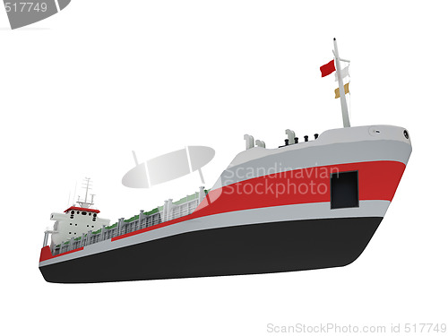 Image of Big cargo ship isolated front view