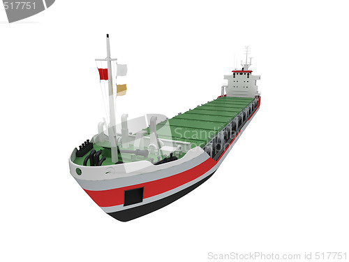 Image of Big cargo ship isolated front view