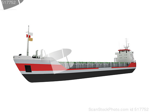 Image of Big cargo ship isolated front view