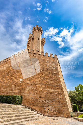 Image of Fortress walls of Palma de Mallorca. Balearic Islands Mallorca Spain. Travel agency vacation concept.