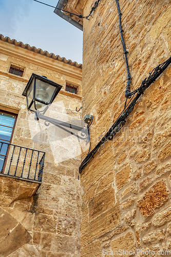 Image of Fortress walls and narrow streets in Alcudia. Mallorca, Balearic Islands Spain.