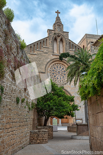 Image of Sant Jaume cathedral in Alcudia, Roman Catholic church, Alcudia. Balearic Islands Spain.