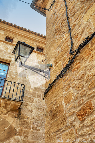 Image of Fortress walls and narrow streets in Alcudia. Mallorca, Balearic Islands Spain.