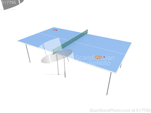 Image of pingpong table over white