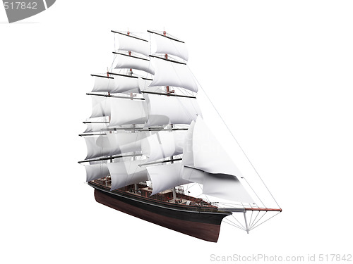 Image of Sailing ship isolated over white