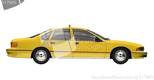 Image of Yellow taxi isolated over whie