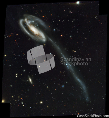 Image of Cosmos, space and black hole in universe with light particles, pattern and color glow in solar system. Galaxy, infinity and planets in milky way with nebula shine, dark sky and nature in aerospace.