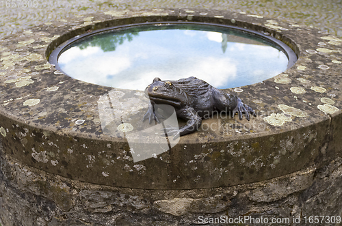 Image of metallic frog sculpture