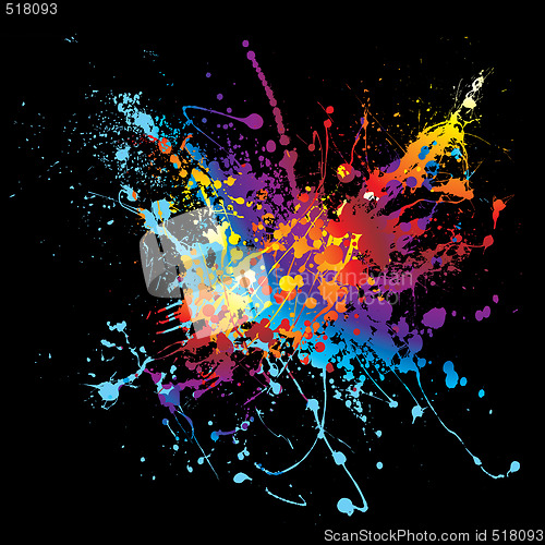 Image of ink splatter rainbow black