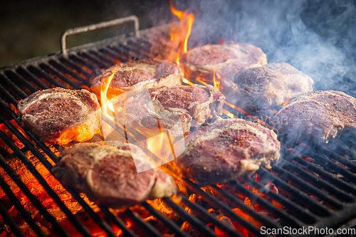 Image of Grilled Australian beef steak on the grill