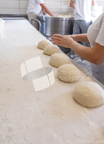 Image of Bread dough balls in bakery