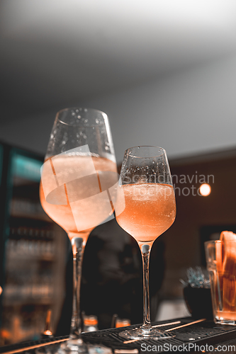 Image of Glass of ice cold Aperol spritz cocktail