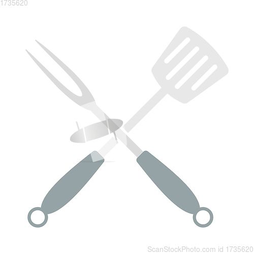 Image of Crossed Frying Spatula And Fork Icon