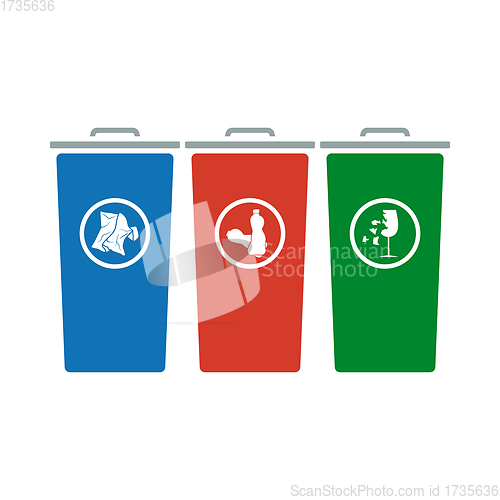 Image of Garbage Containers With Separated Trash Icon