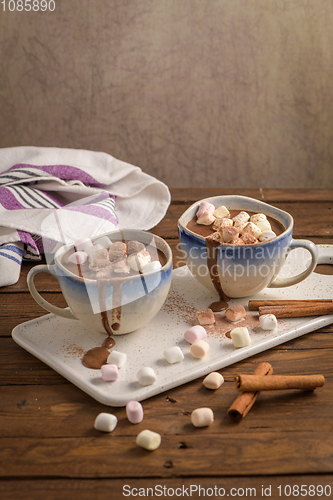 Image of Hot chocolate drink with marshmallows