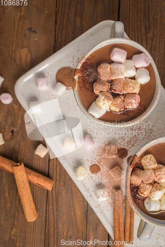 Image of Hot chocolate drink with marshmallows